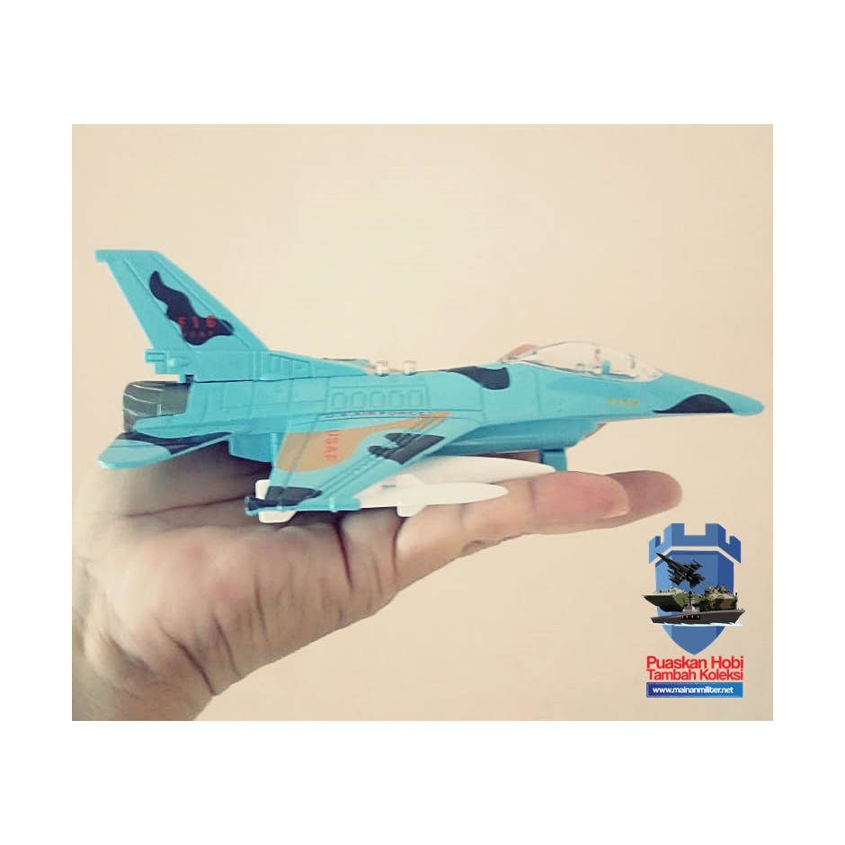 Miniatur Pesawat Tempur F 16 Biru