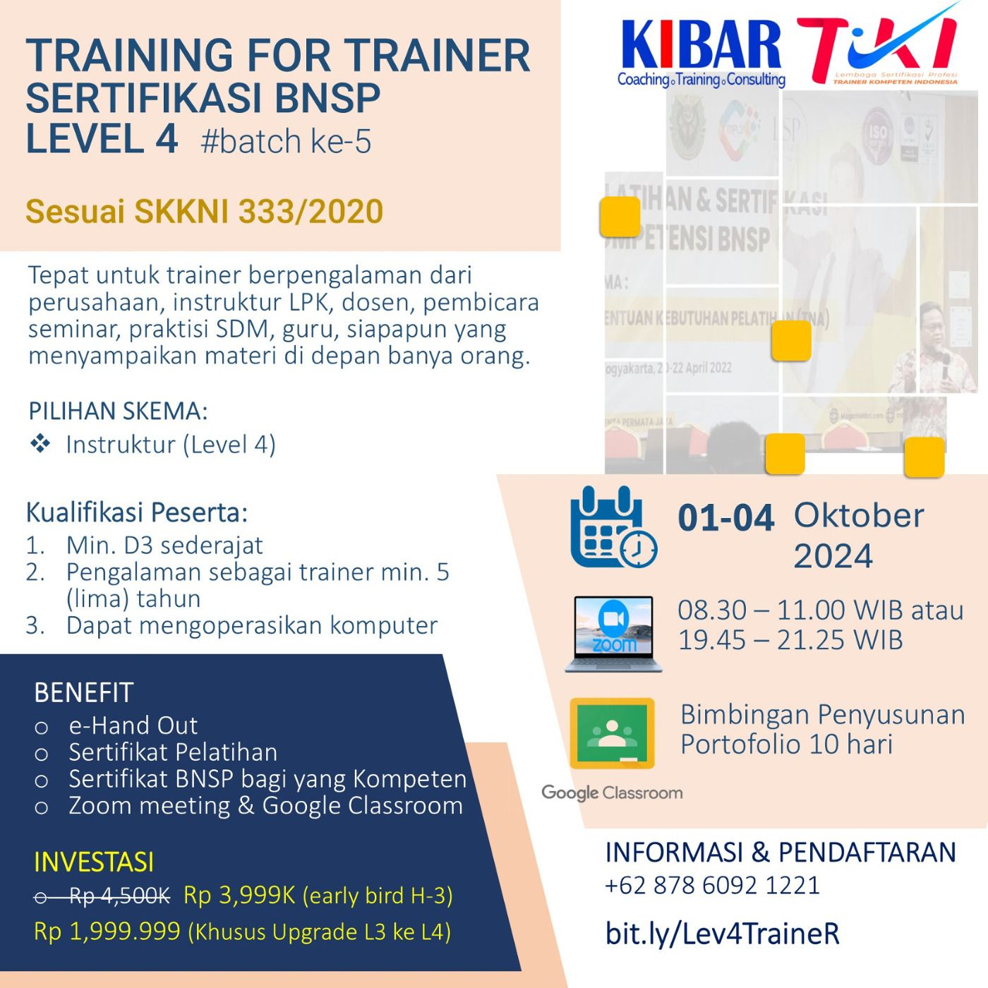 Training for Trainer Sertifikasi BNSP Level 4 – Batch ke-5, Oktober 2024