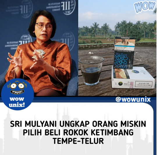 Ibu Sri Mulyani Ungkap Masyarakat Indonesia lebih Pilih Beli Rokok Dibanding Tempe - Telur