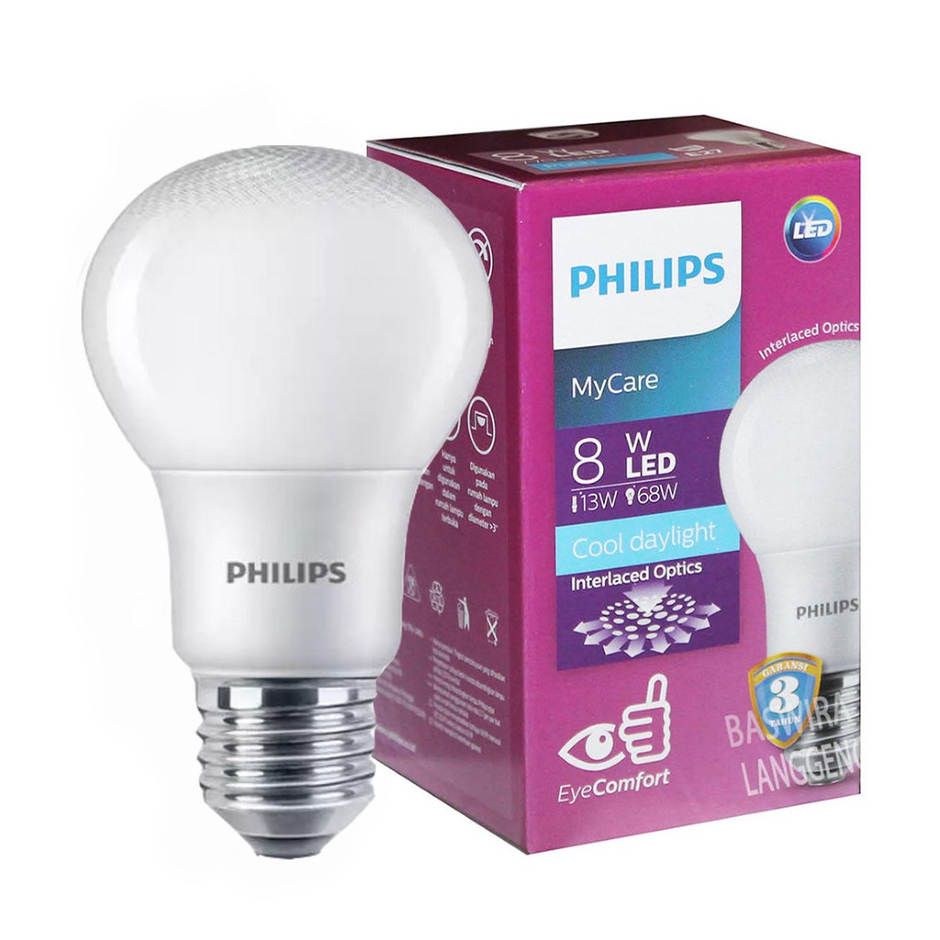  Lampu  Philips  LED Bulb 8w