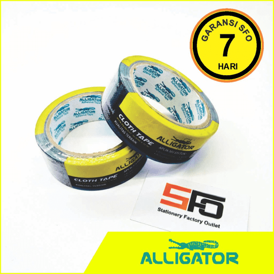 Lakban Kain  Hitam  Alligator 36mm x 12m Cloth Tape 