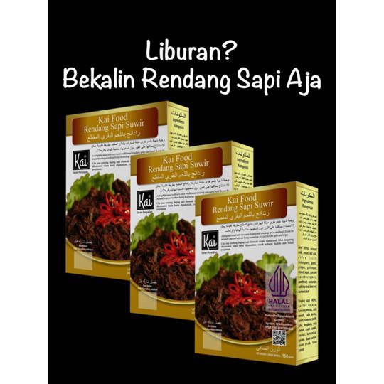 Trio Hemat 3 RENDANG SAPI SUWIR Kai Food 450g