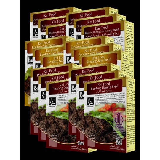 Super Hemat 6 RENDANG DAGING SAPI 6 RENDANG SAPI SUWIR 6 RENDANG DAGING SAPI KACANG MERAH Kai Food 2700g