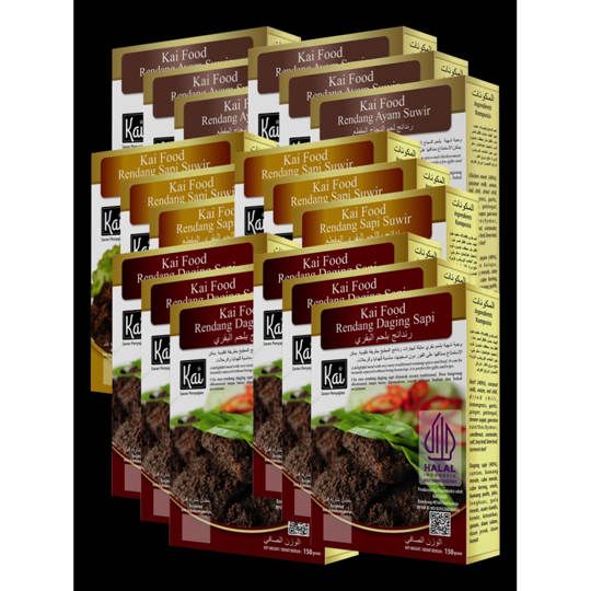 Super Hemat 6 RENDANG DAGING SAPI 6 RENDANG SAPI SUWIR 6 RENDANG AYAM SUWIR Kai Food 2700g