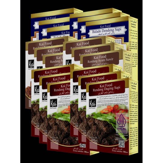 Super Hemat 6 RENDANG DAGING SAPI 6 RENDANG AYAM SUWIR 6 BALADO DENDENG SAPI Kai Food 2700g