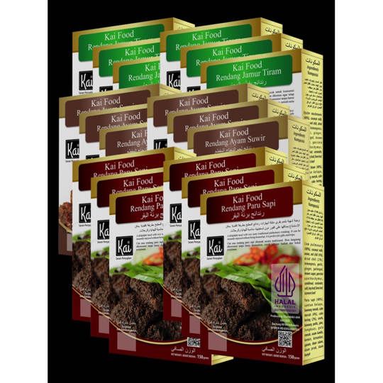 Super Hemat 6 RENDANG PARU SAPI 6 RENDANG AYAM SUWIR 6 RENDANG JAMUR TIRAM Kai Food 2700g