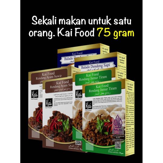 Paket Hemat 2 RENDANG JAMUR TIRAM 2 RENDANG AYAM SUWIR 2 BALADO DENDENG SAPI Kai Food 12x75g