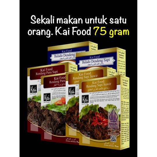 Paket Hemat 2 RENDANG SAPI SUWIR 2 RENDANG PARU SAPI 2 BALADO DENDENG SAPI Kai Food 12x75g