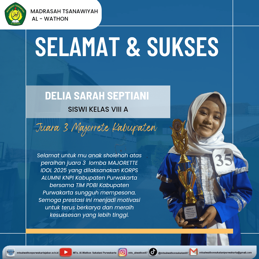 Majorrete Gita Nada Al Wathon raih juara 3 Majorrete Idol 2025 Kelompok Junior SMP/MTs Kabupaten Purwakarta