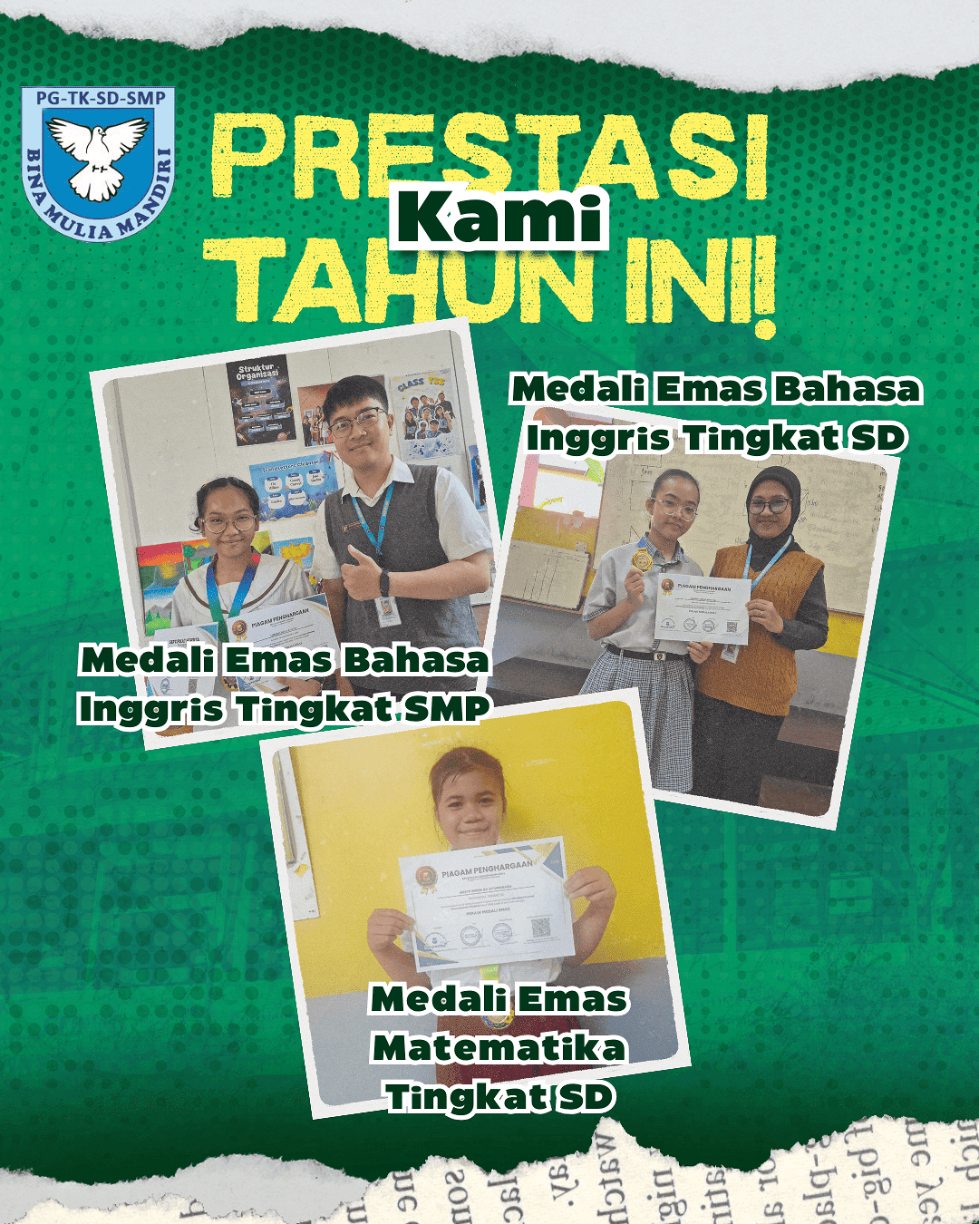 Tiga Medali Emas Nasional untuk Siswa BMM