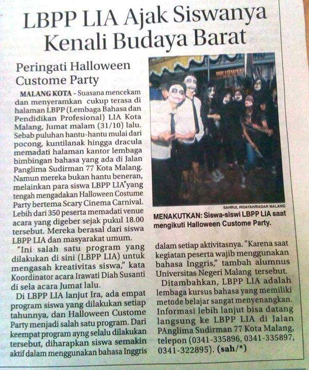 LBPP LIA Malang Halloween Costume Party made it to the news!