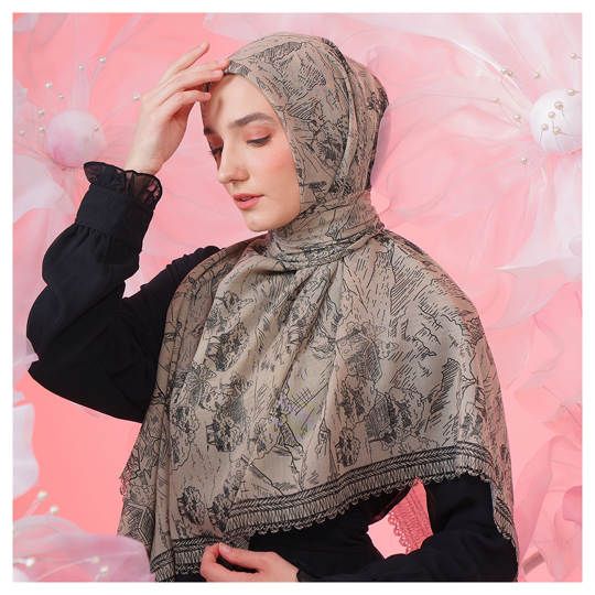 Tatuis Square Hijab Damour 103 Brown Maxy