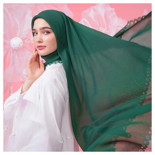 Tatuis Square Hijab Damour 107 Green Bottle Reguler