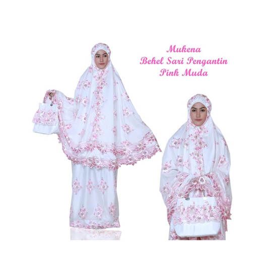 Mukena Behel Sari Pengantin Pink Muda