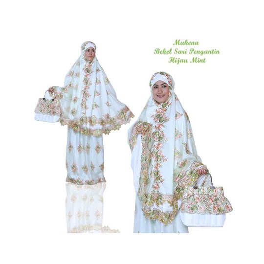 Mukena Behel Sari Pengantin HIjau Mint
