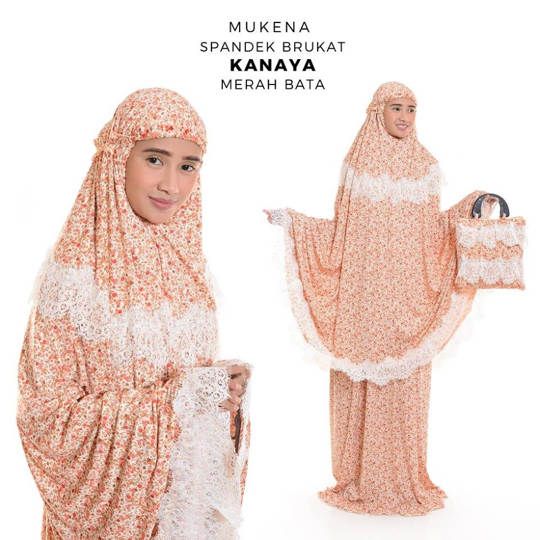 Mukena Spandex Brukat Kanaya Merah Bata 