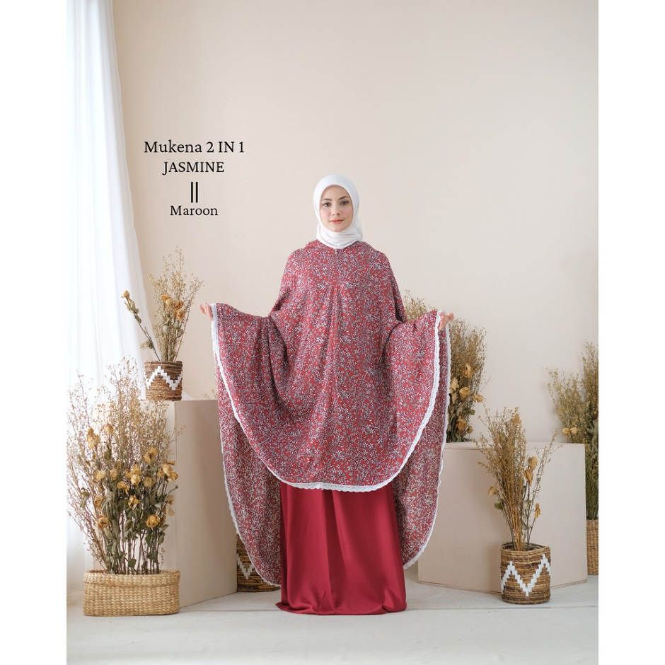 Mukena Dewasa Rayon 2 in 1 Jasmine Maroon