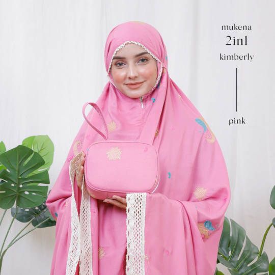 Mukena Dewasa Rayon Bordir 2 in 1 Kimberly Pink