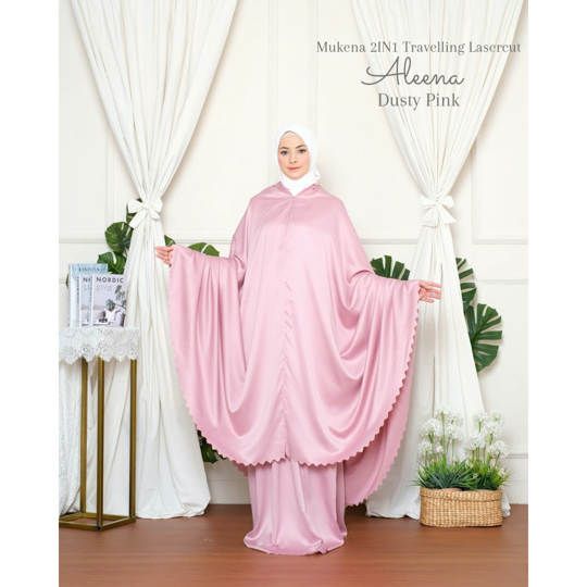 Mukena Dewasa Aleena Silk Dusty Pink