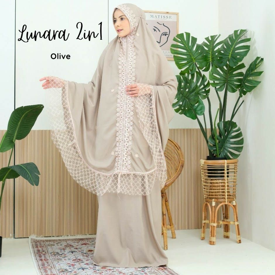 Mukena Katun Mikro Lunara 2 in 1 Olive