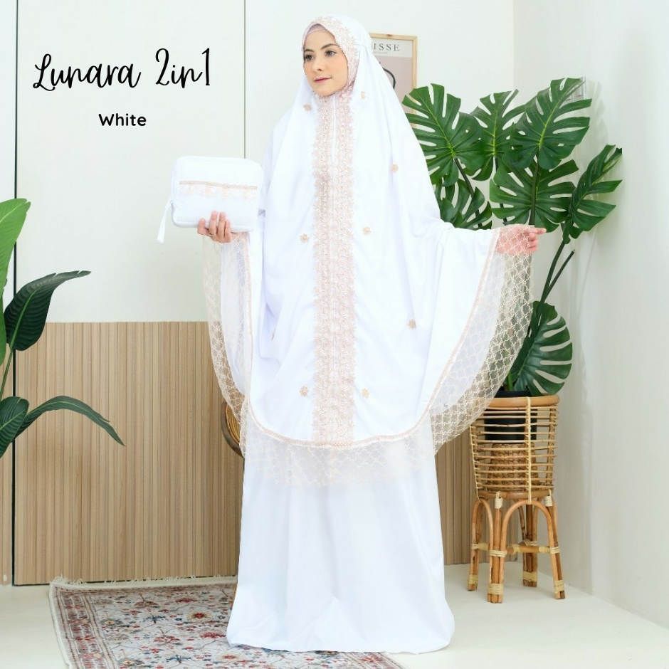 Mukena Katun Mikro Lunara 2 in 1 White