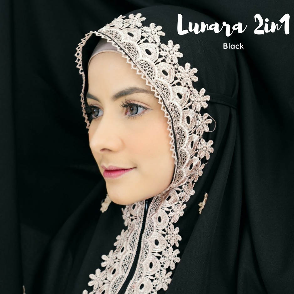 Mukena Katun Mikro Lunara 2 in 1 Black