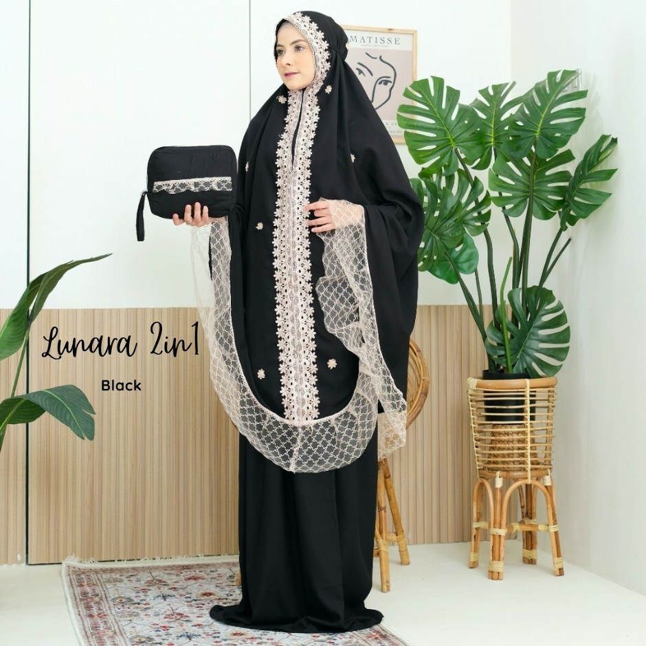 Mukena Katun Mikro Lunara 2 in 1 Black