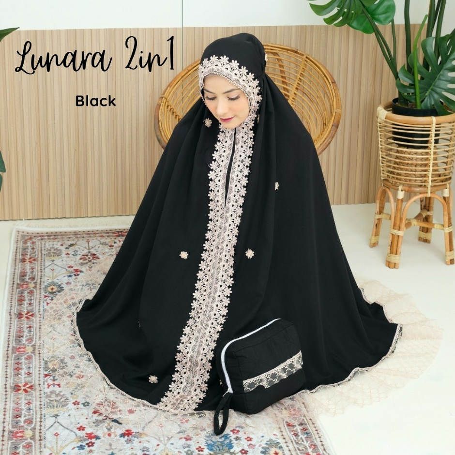Mukena Katun Mikro Lunara 2 in 1 Black