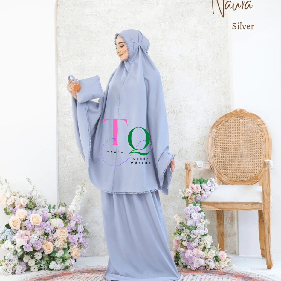 Mukena Katun Mikro Naura 2 in 1 Silver