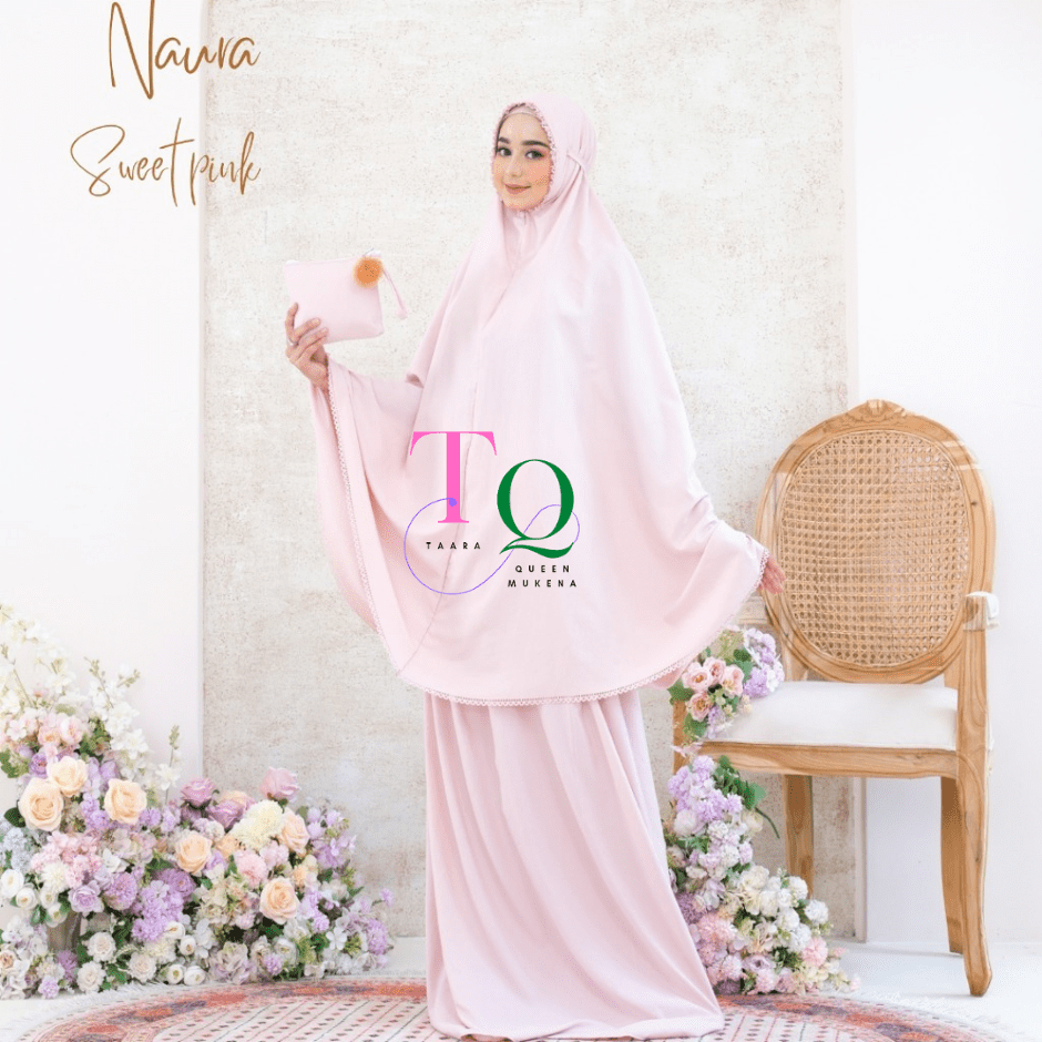 Mukena Katun Mikro Naura 2 in 1 Sweet Pink
